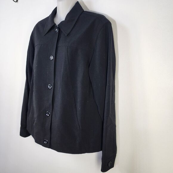 Coldwater Creek Womens Jacket Size Small Pockets Button Up Black Stretch Lined - Picture 5 of 10